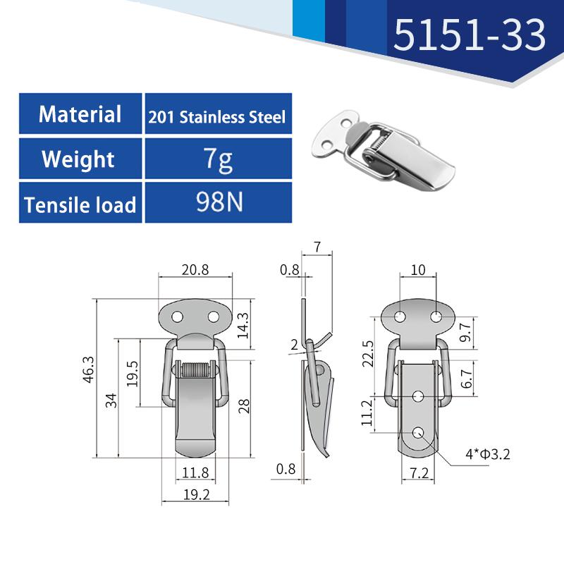 

201/304 Stainless Steel Buckles Toggle Hasp Latch Catch Clamp Billed Buckles for Toolbox, Trunk, Chest