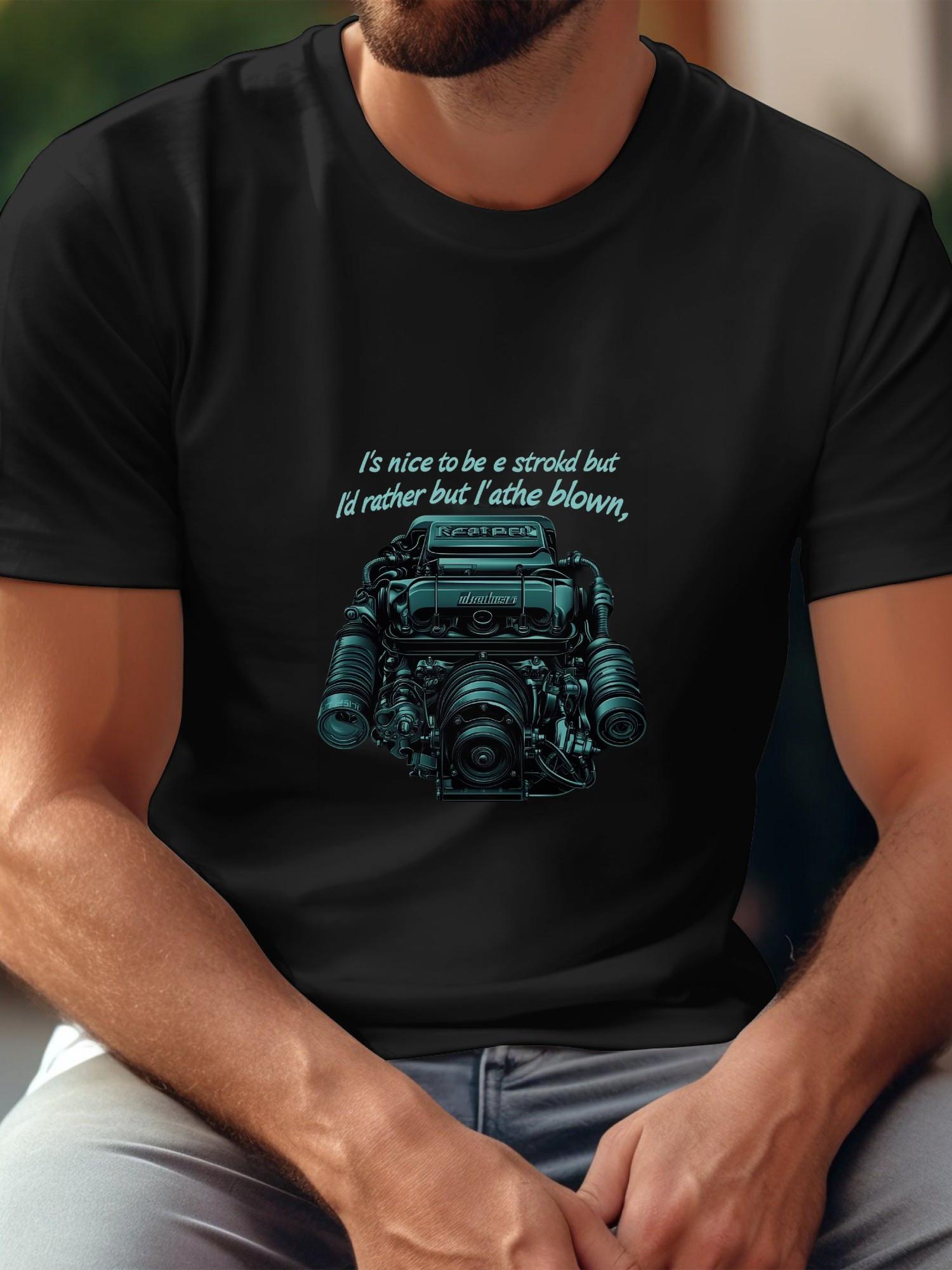 Engine Supercharger Graphic T-shirt - Bold Teal Automotive Design S