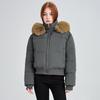 Navy blue design sense hooded fur collar cotton clothes women's winter new short cotton-padded clothes bread clothes jacket