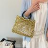 Handgeflochtene Hohl-Handtasche Damen Strand-Netzbeutel