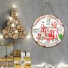 New Year Christmas Wood Sign Yard Art Merry Christmas Cafes Retro Doorplate Pendant Round Candy Cake Teacup Pattern Sign