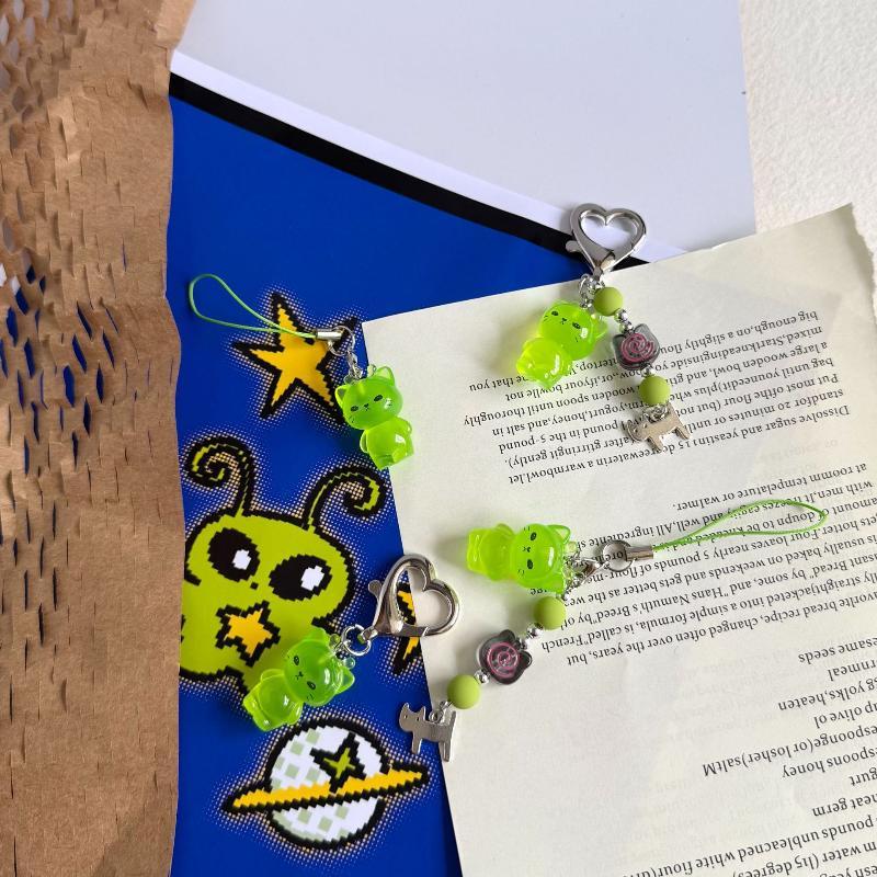 Portachiavi Creativo Luminoso Mini Gatto Alieno Brilla al Buio Per Cinturino del Telefono Ciondoli da Appendere allo Zaino Portachiavi Regali per Donne Uomini