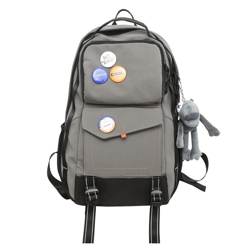 

Брендовый рюкзак мужской простой большой вместимости дорожный рюкзак повседневный школьная сумка для учеников средней и старшей школы single package серый