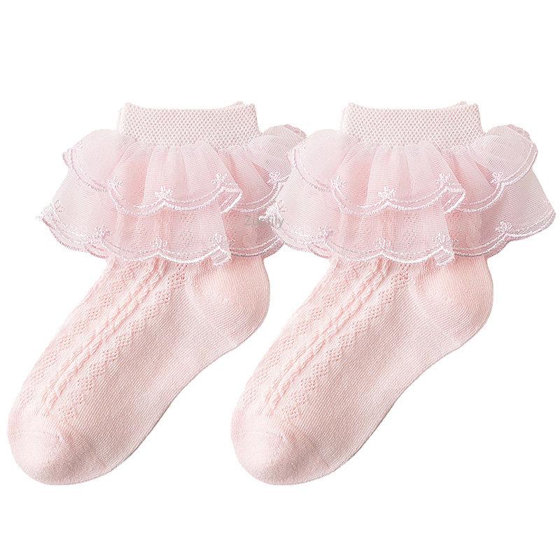 2-9Y Baby Spring Lace Ruffle Socks Children Cotton Autumn Girls Dance Socks Cute Toddler Socks Princess Style Baby Accessories