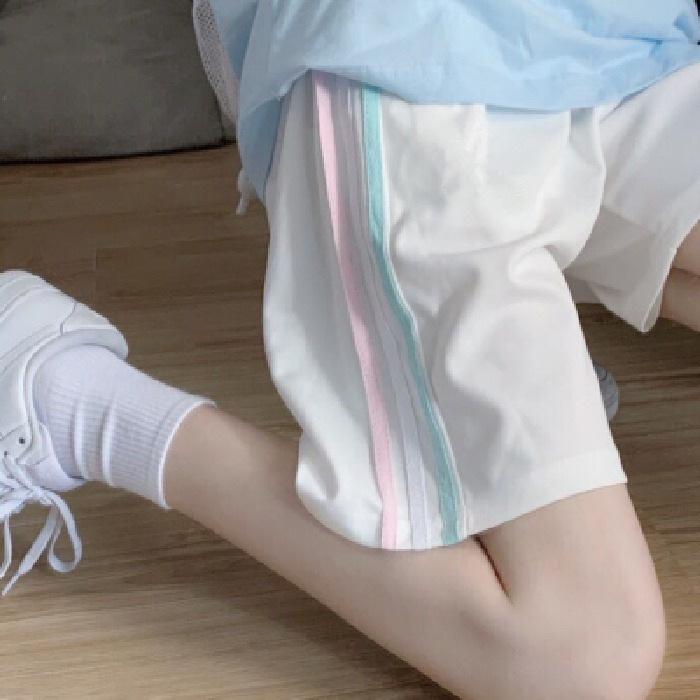 2022 Women's Korean Style Slim Fit Wide-Leg Cotton Sports Shorts for Summer