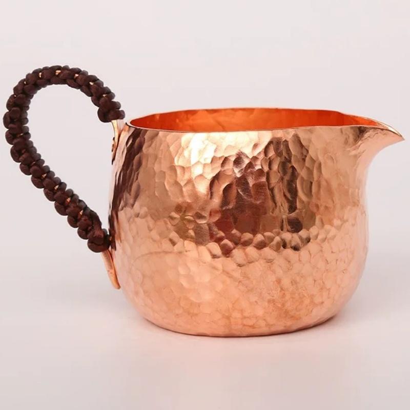 Vintage hrnek na kávu červený čistě měděný šálek, rukojeť s tkaným vzorem zesílený 350 ml hrnek na snídani, ručně vyráběný skleněný pohár na čaj nápojové nádobí nádobí na stůl