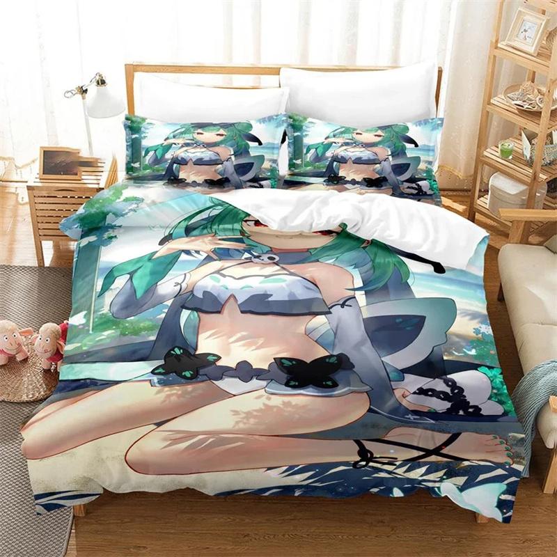 3D Printed Uruha Rushia Bedding Set Anime Hololive Butterfly Girl Duvet Cover Double Twin Full Queen King Adult Kids Quilt Cover