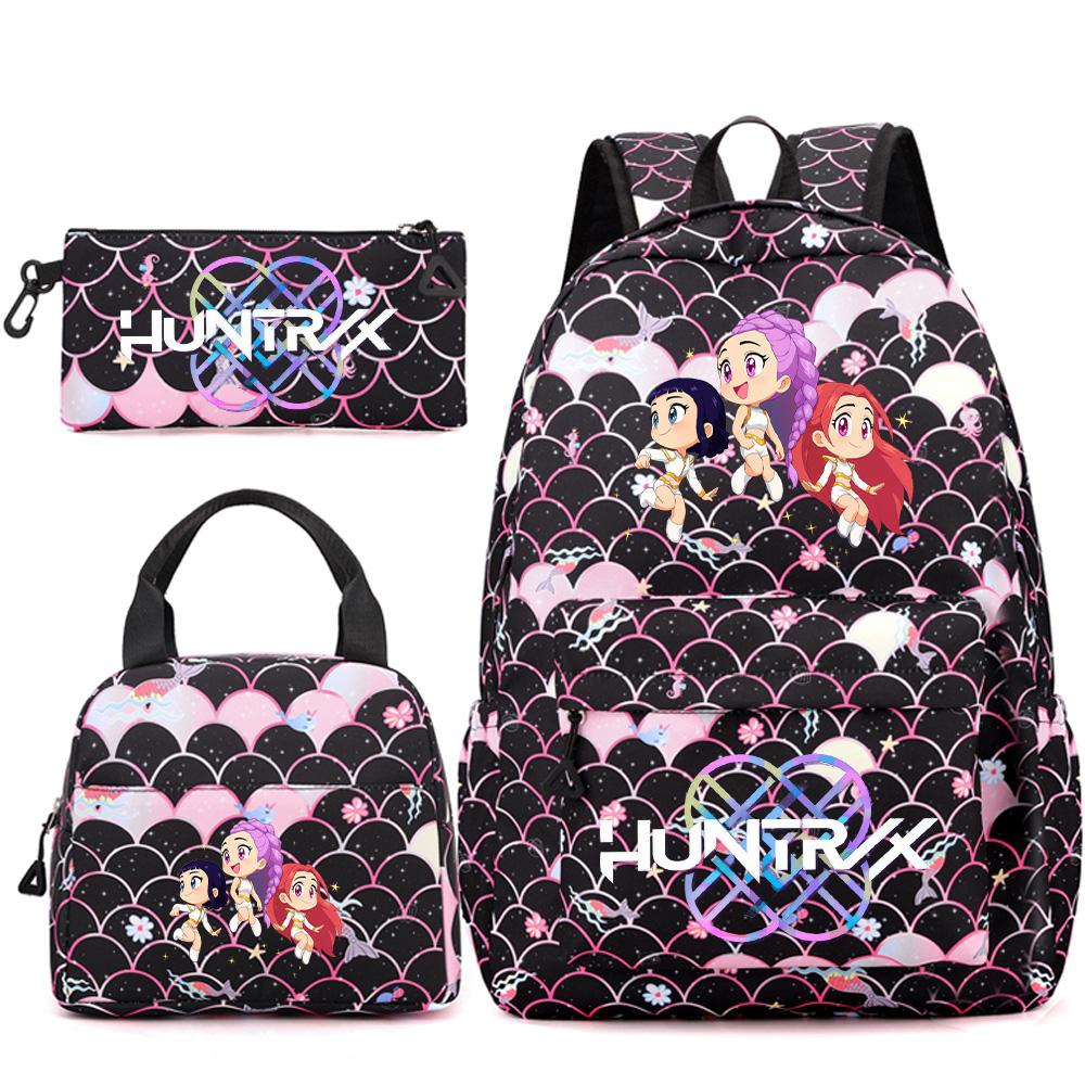 3Pcs/set Kpop Printed Backpack Handbag Pencil Case for Teenger Student Girl Boy Schoolbag Bookbag Large Capacity Travel Bag Kid Gift Mochila