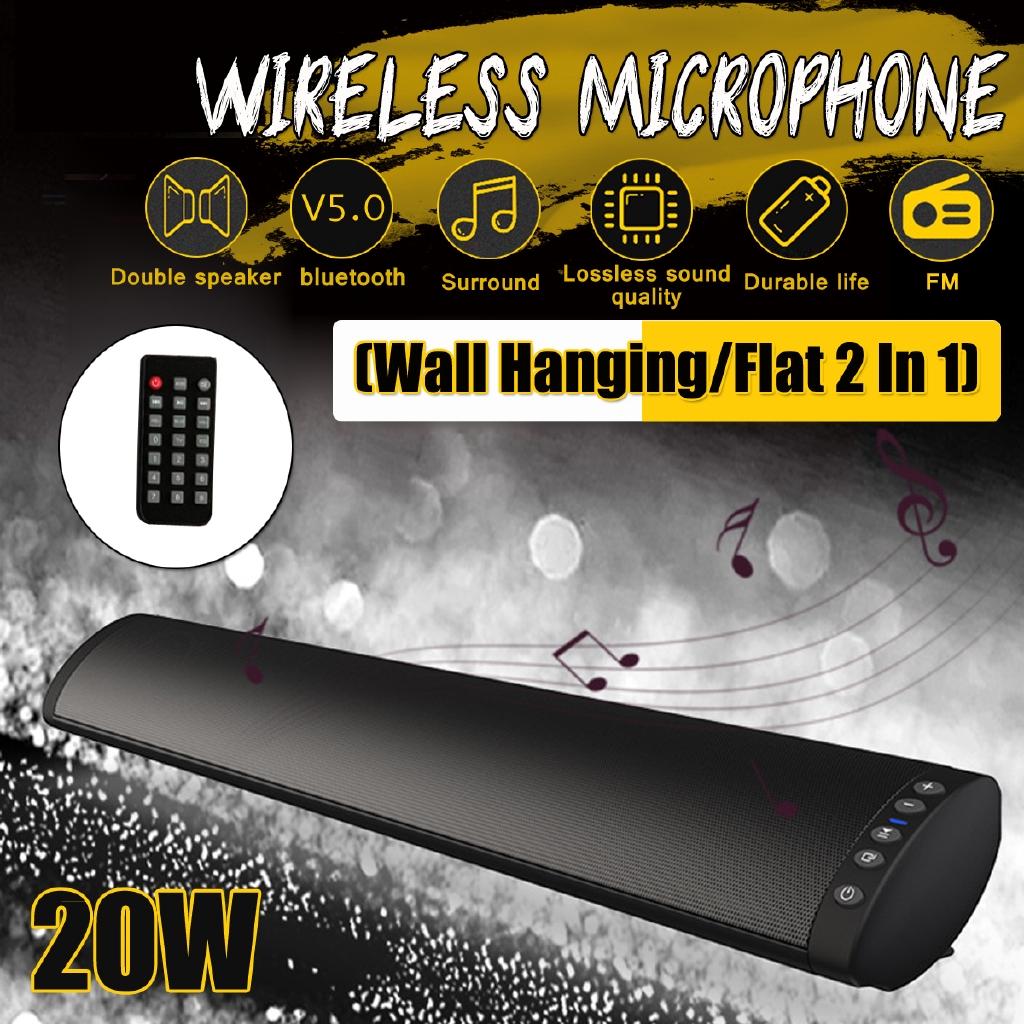 2000mA Bluetooth Soundbar Dual Subwoofers Speaker Sound Bar Sub Woofer Surround Stereo Column Remote Control Home Theatre 20W