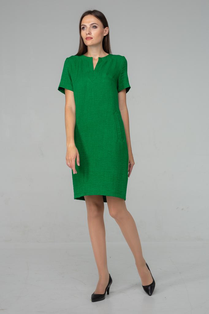 Basic Light Knee-length Dress with V-neck and Short Sleeves Assorted Colors