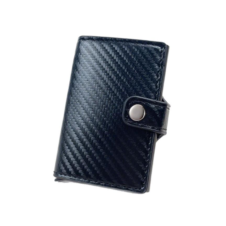 Men's RFID Anti-theft Carbon Fiber Card Holder with Automatic Pop-up Mechanism
