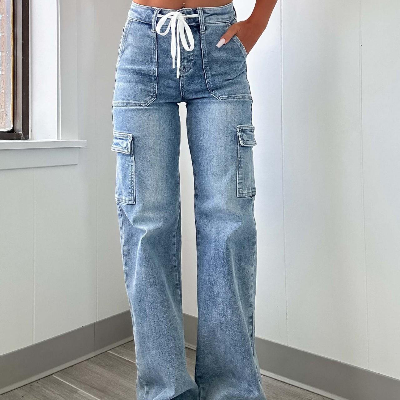 Manufacturer 2026 new straight jeans women s American casual lace-up multi-bag functional overalls spot S