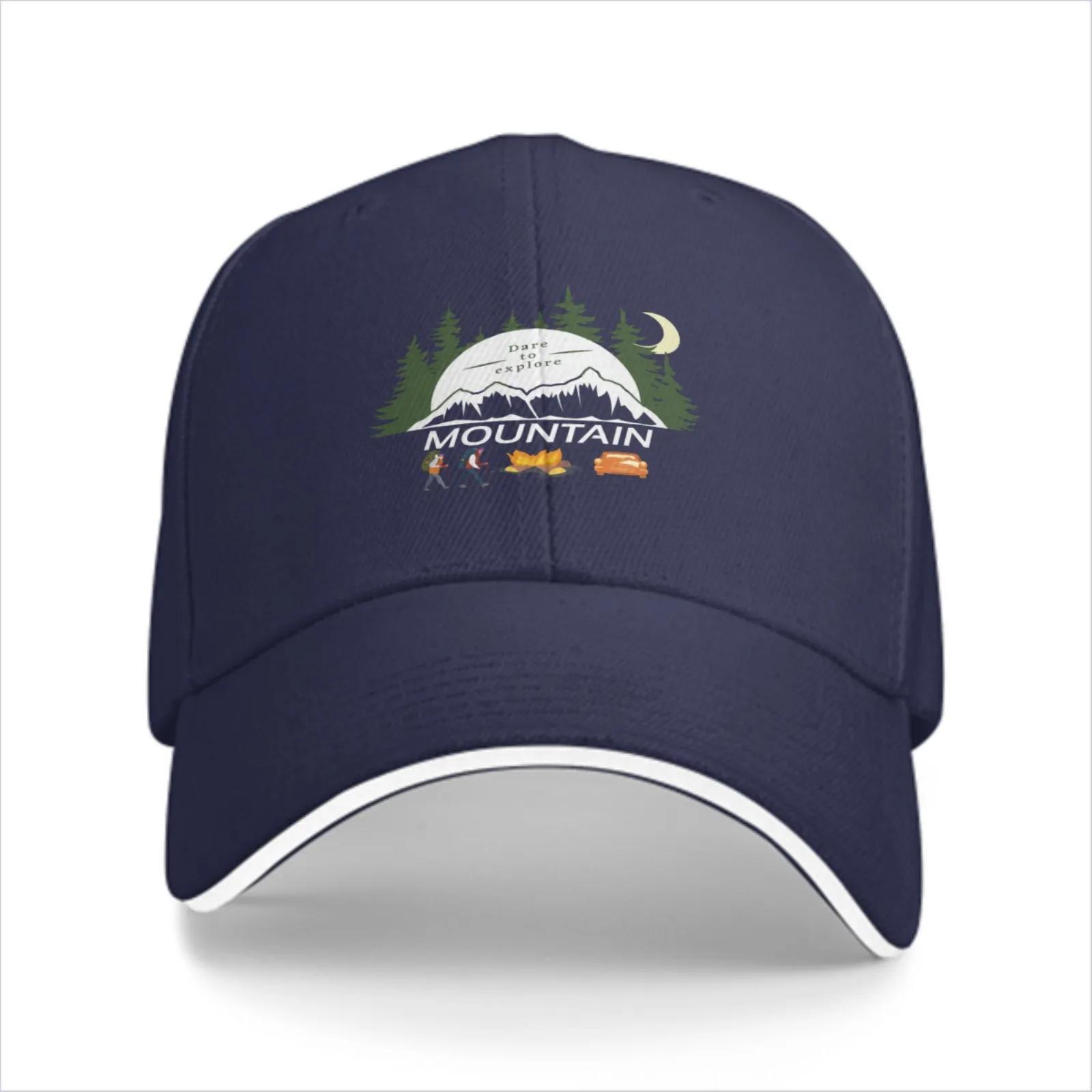 Mountain Explore Camping Graphic Baseball Cap Unisex Polyester Casual Adjustable Outdoor Hat One Size