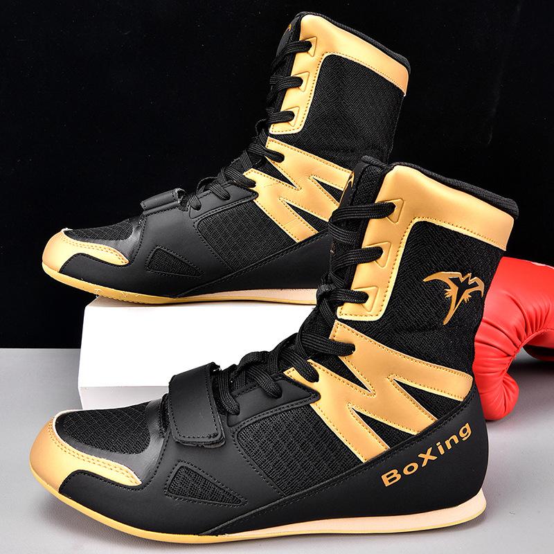 Professional Wrestling Shoes Men's High-top Adult Sanda Shoes Competition Training Shoes Fighting Shoes Women's Indoor Boxing Training Shoes