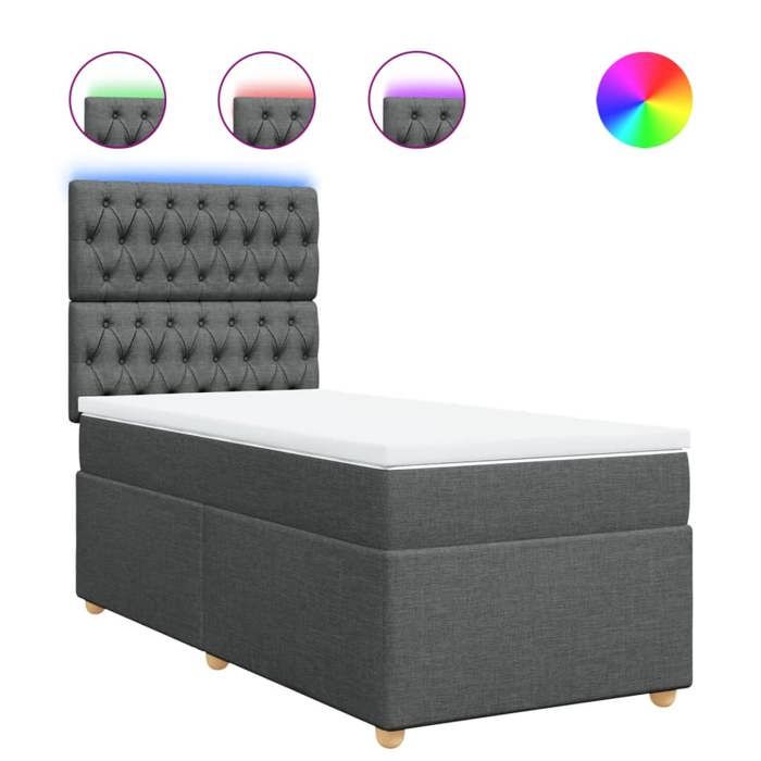 VidaXL Slat Bed Base with Mattress Dark Grey 90x200 Cm Fabric 3293471