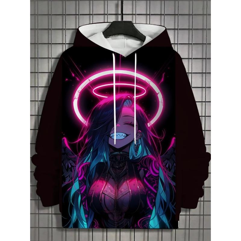 Felpa con cappuccio da uomo a tema Gotico stile giapponese con orecchie da gatto, stampa 3D, per Autunno-Inverno, Hip-Hop, Street, Casual, Sport all'aperto