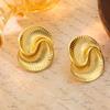 Ins Style Copper Plated 18k Gold Droplet Texture Spiral Earrings Internet Famous Same Asymmetrical Color Retention Women