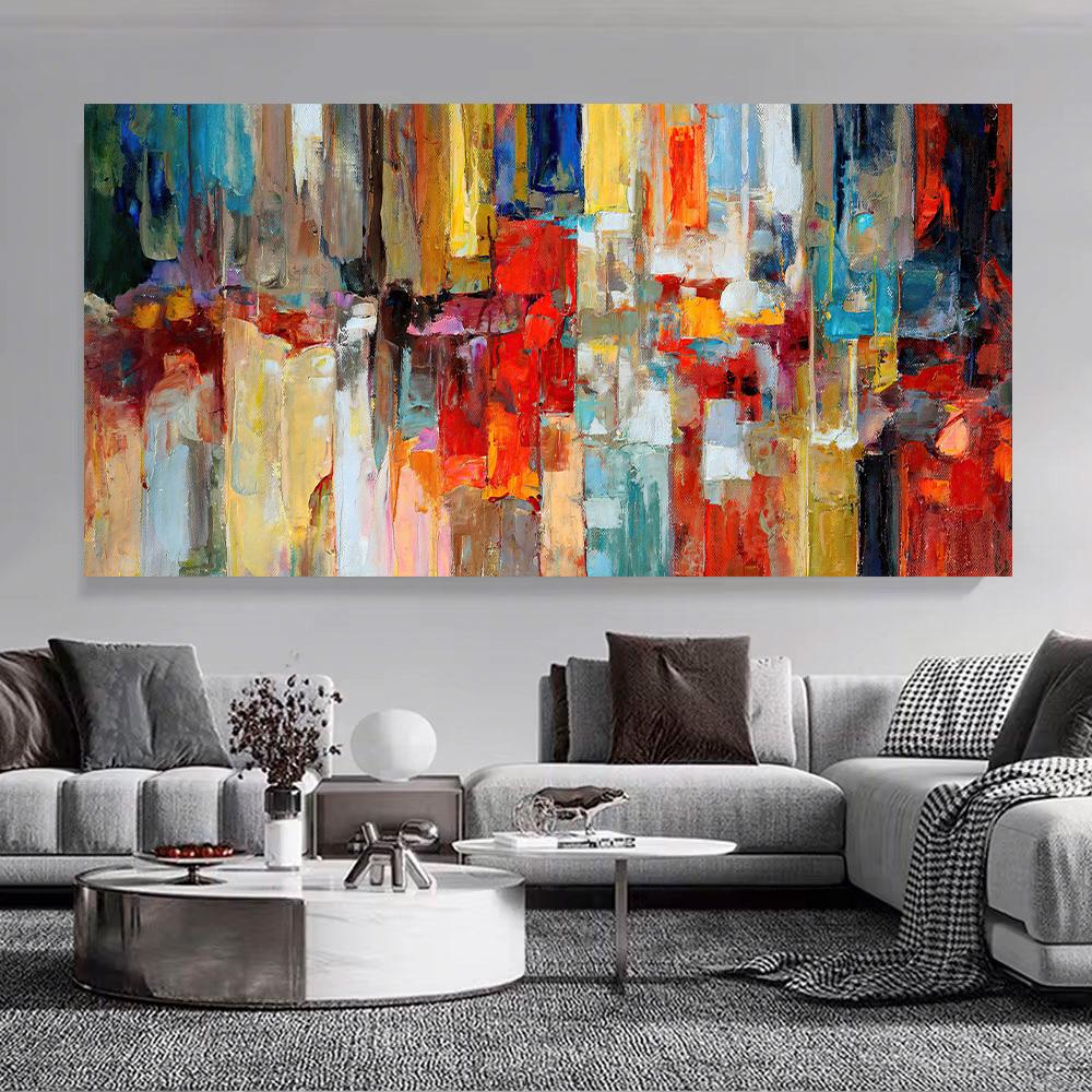 Abstract Colorful Paint Textured Oil Painting On Canvas Wall Art Posters Modern Home Decor Wall Pictures For Living Room Mural,