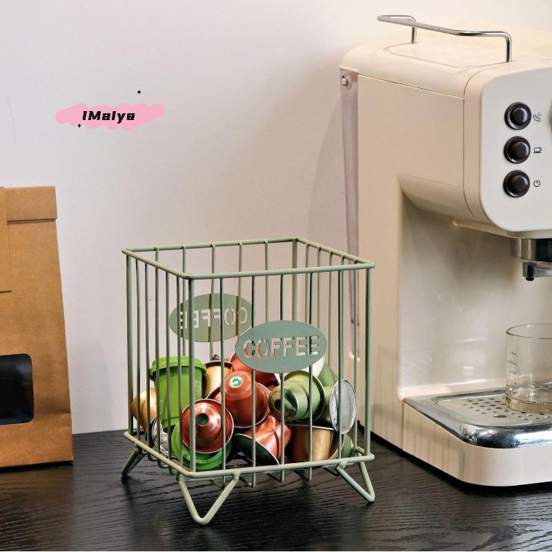 M-Iron Coffee Pod Holder Large Capacity Coffee Capsule Holder Coffee Creamer Container Square Shape Pod Storage Cup
