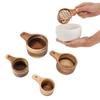 4PCS Wood Measuring Cups Set Stackable Baking Cooking Measuring Cup Kitchen Measure Tool for Dry Ingredients Tea Milk Powder