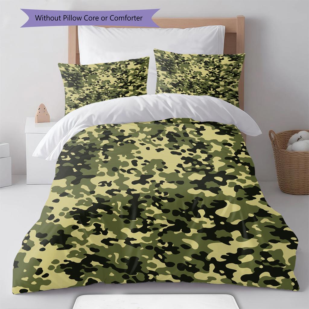 Camouflage Pattern Bedding Quilt Set Quilt Cover Pillowcase Home Decoration Gift (1 * duvet cover + 2 * pillowcase, without core)
