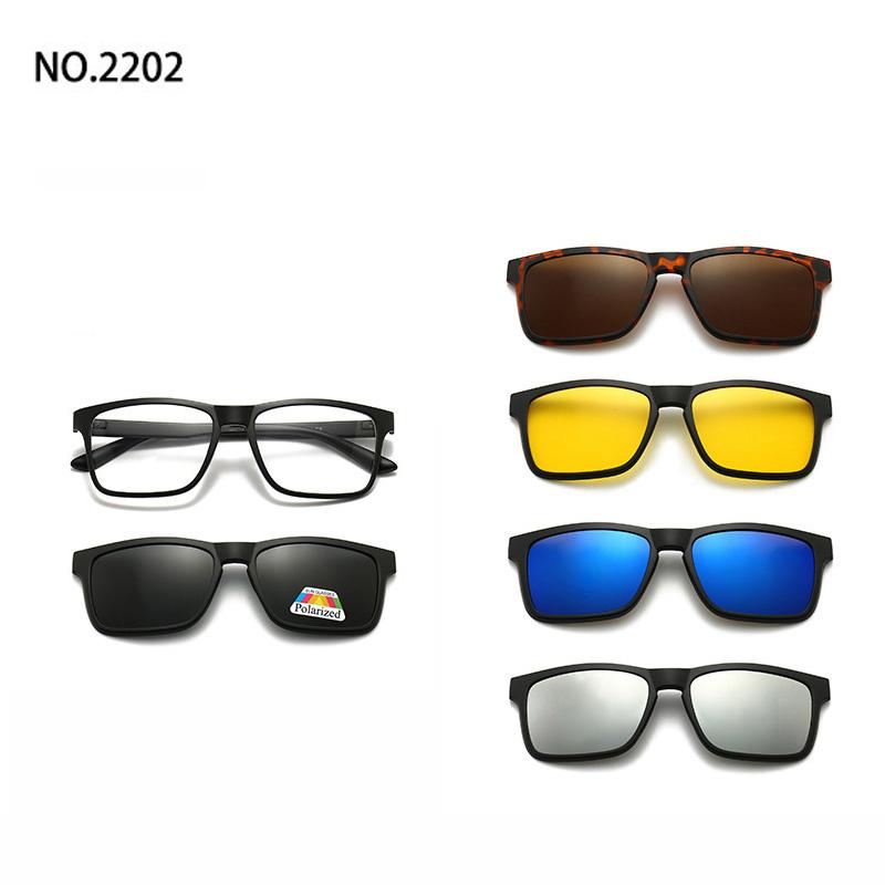 6 In 1 Custom Men Optical Magnetic Sunglasses Magnet Clip On Sunglasses Polaroid Clip On Sun Glasses