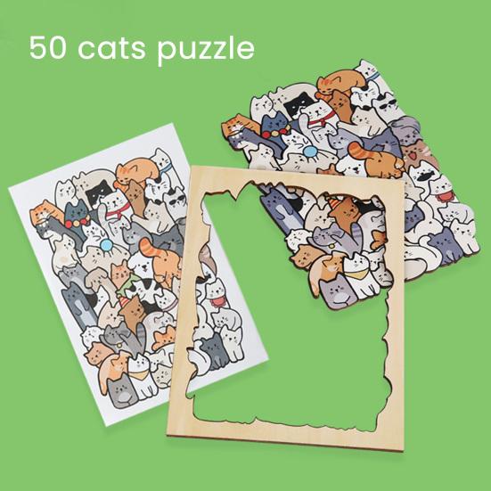 45660 Sets Wooden Cat Puzzle Board with Frame 3D Irregular Kitten Dog Panda House Monkey King