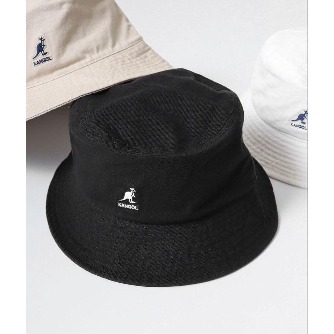 Used KANGOL WASHED BUCKET Black Bucket Hat M