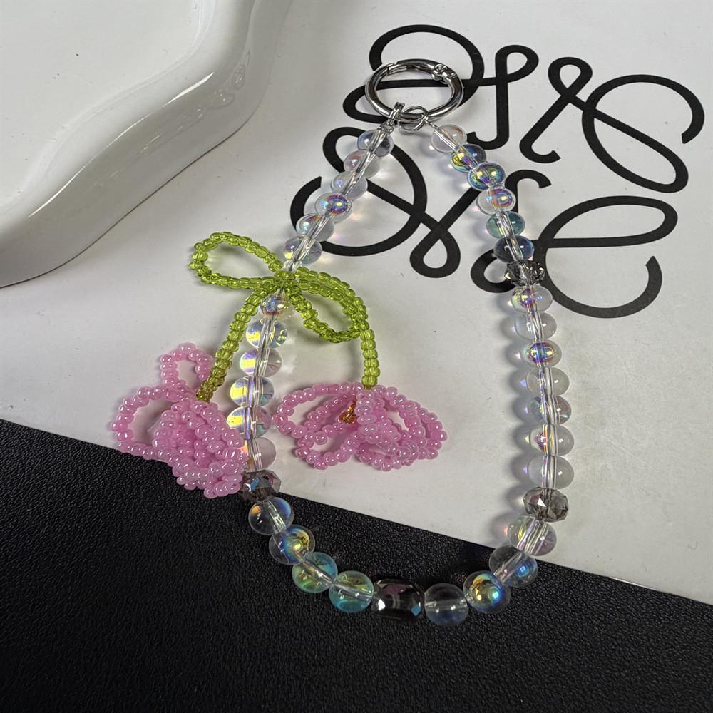 No Brand Cell Phone Lanyard With Butterfly Bow Flower Crystal Pendant Pvc Material For Women And Men