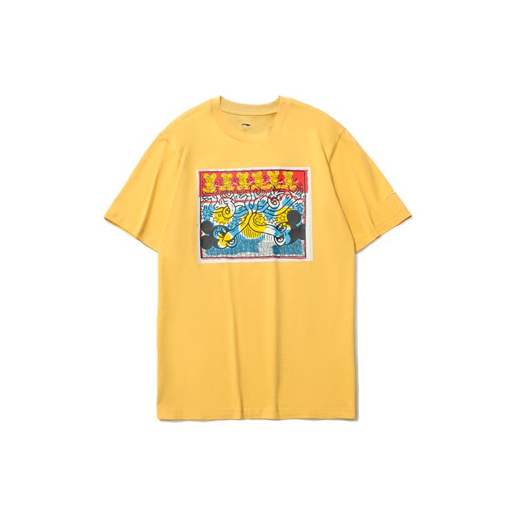 Li Ning x Disney Sports Fashion Collection T Shirt Men s Light Ochre Yellow AHSR499-4 M