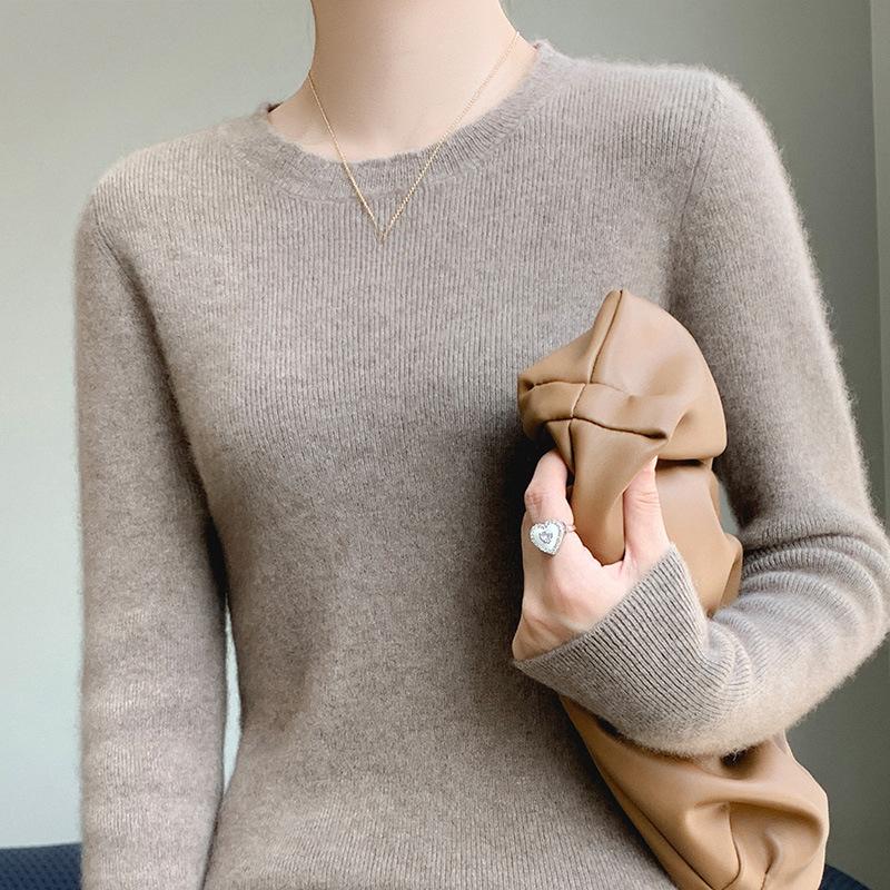 

Женский вязаный свитер с круглым вырезом и французским кружевом на осень и зиму, мягкий клеевой свитер с длинными рукавами, однотонный повседневный пуловер с длинными рукавами XXL хаки