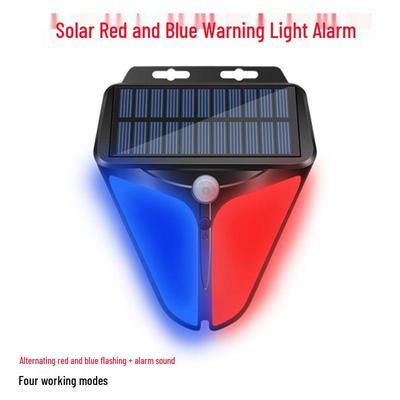 Solar-Powered Red & Blue Flashing Alarm Light with Motion Detection