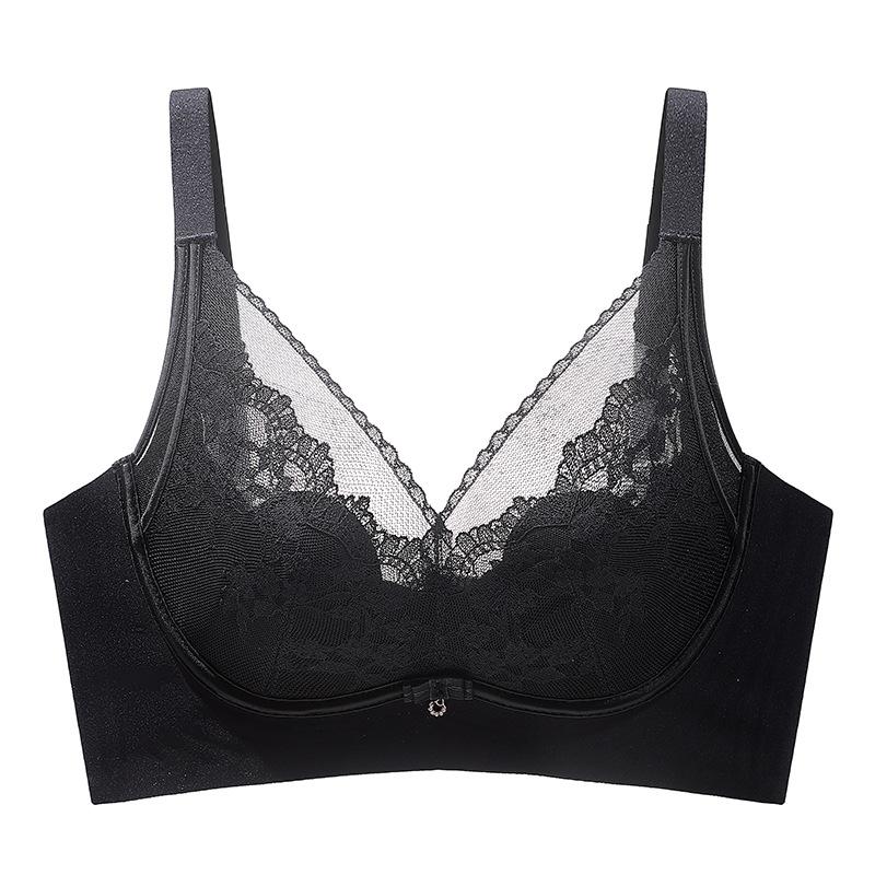 

Summer Cool Breathable Jelly Rabbit Ear Thin Bra, Wireless Comfort Lifting Plus Size Minimizer Ladies Underwear 34/75BC чёрный
