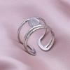 Hollow Double Layered Blank Water Drop Base Fit DIY Crystal Stone Open Adjustable Stainless Steel Rings For Women Men's Jewelry