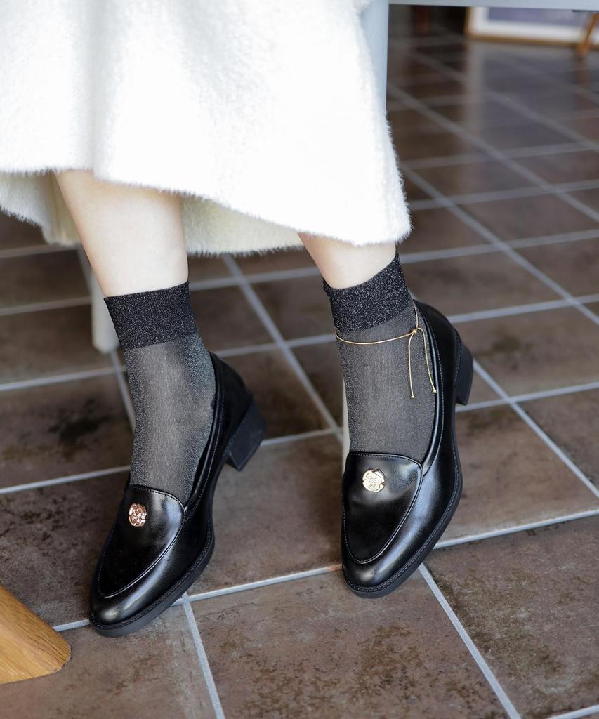 Button Loafers for [Sest] Women, LL, Black, dtp2200-BLK-LL