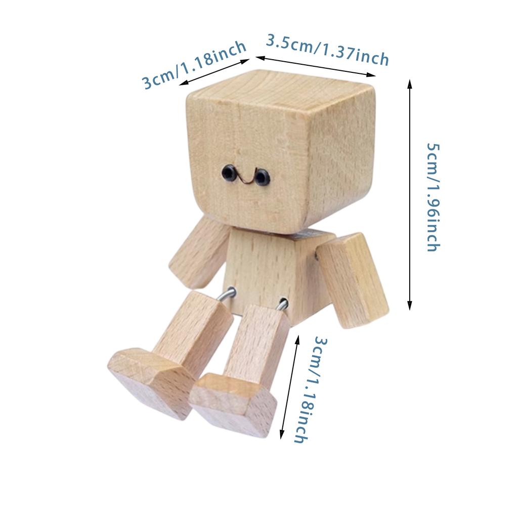 Wackelnder Holzmann Figur Autodekoration Kleine Ornamente Bein-Schwingender Roboter Figur Niedlicher Holzmann Auto Gute Kreative Geschenke