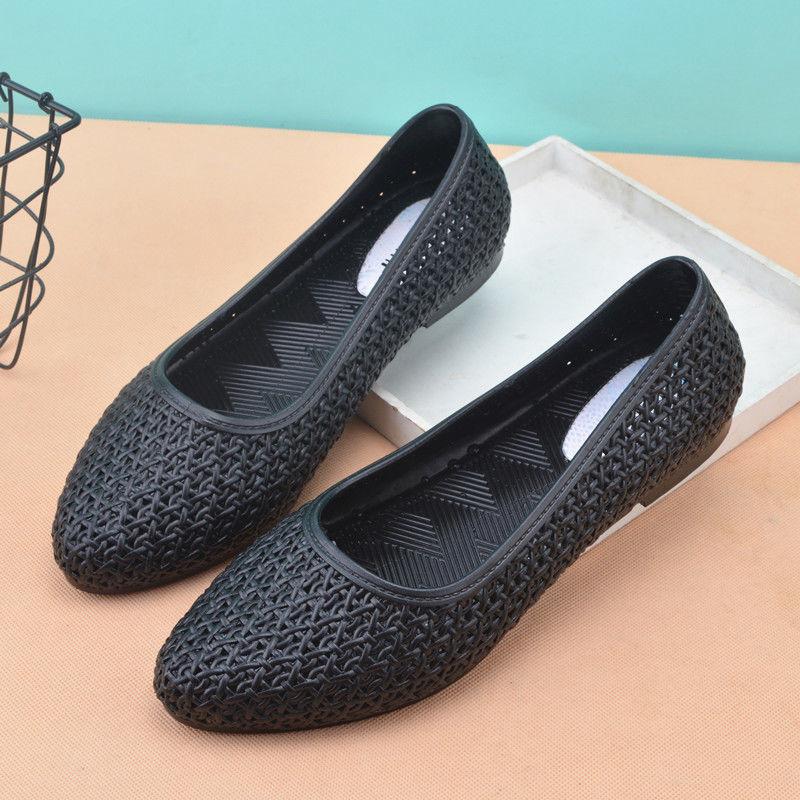 Women's Pointed Fashion Sandals Summer Flat Bottom Hollow Plastic Versatile Work Shoes