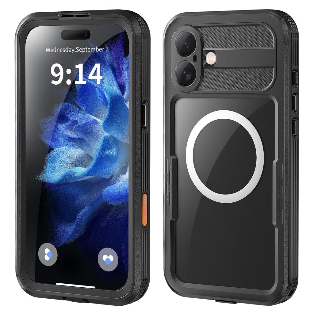 SHELLBOX Etui na iPhone 16 Plus Kompatybilne z MagSafe Wodoodporne IP68 Przezroczyste Etui na Telefon