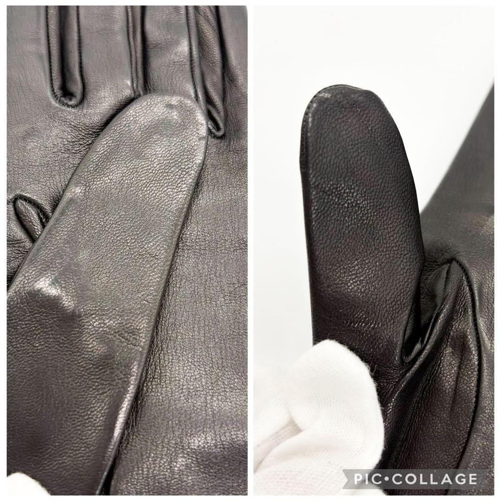 Extremely beautiful item HERMES Lambskin Soya Gloves Black 7 Sizes