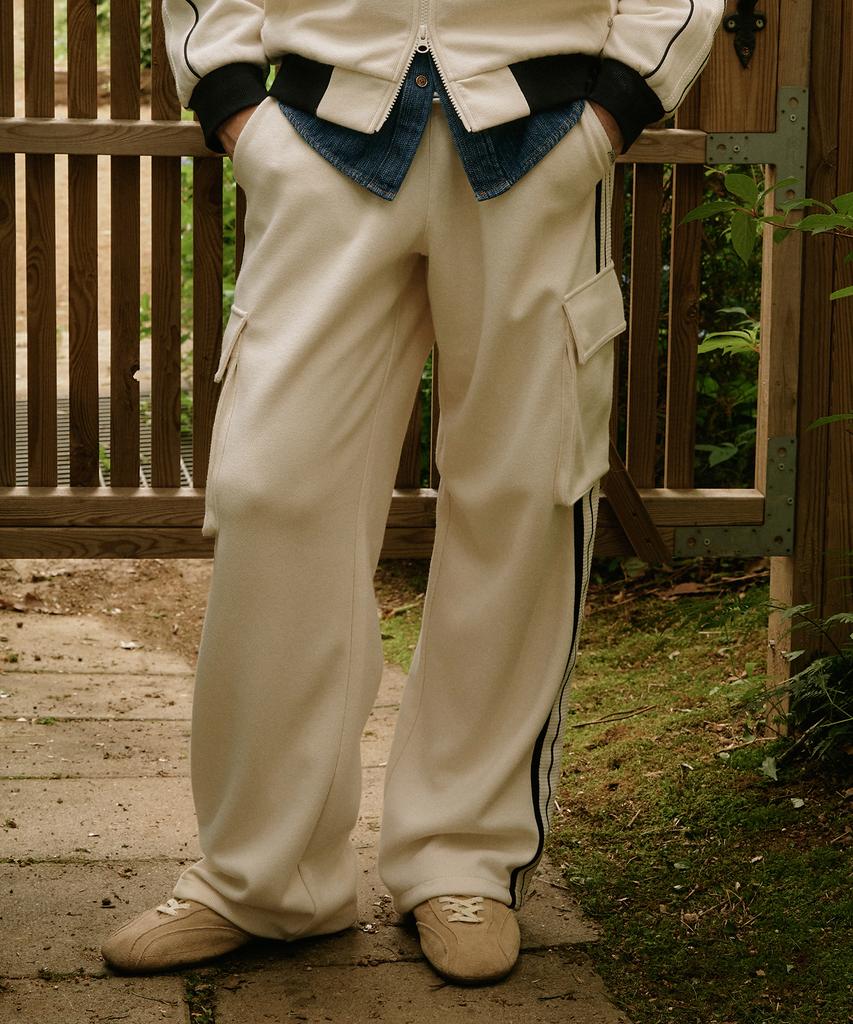 SATUR Rawton Piping Cargo Track Pants Cream