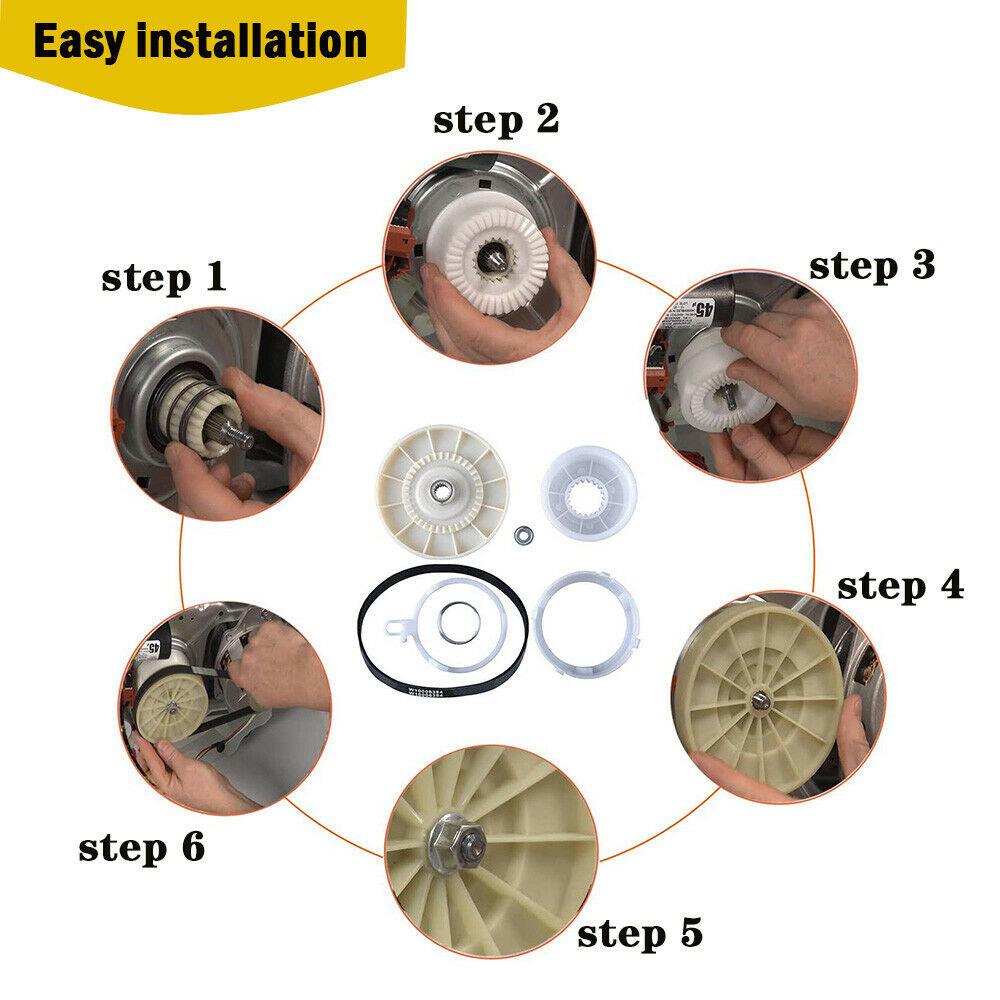 Washing Machine Pulley Clutch Kit with Belt for AP5951296, PS10057144, w10006356, W10721967