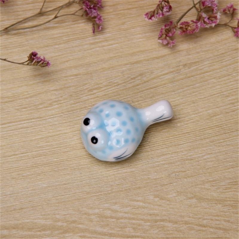 6 Pieces Cute Pufferfish Shaped Ceramic Chopstick Rests Spoon Fork Holder Ceramic Chopstick Holders for Kitchen Utensil