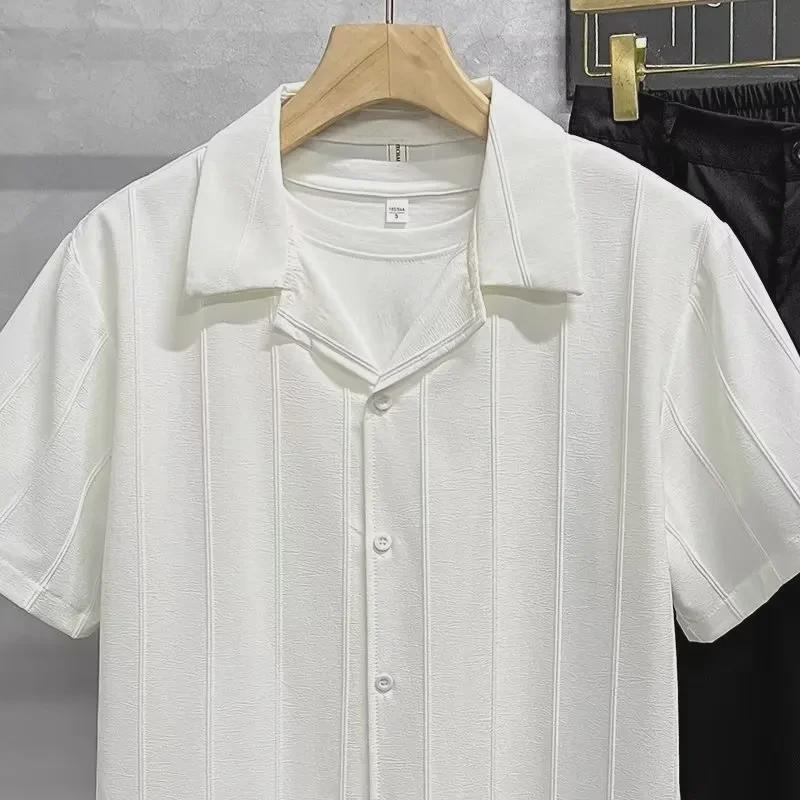 Košile s krátkým rukávem v japonském stylu jednobarevná pro mládež