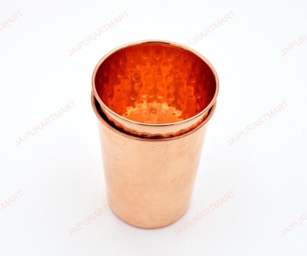 Pure Hammered Copper Glass 250Ml Handmade Copper Cups -Set of 2