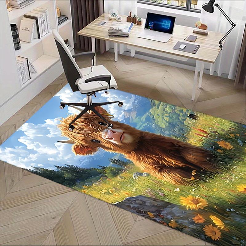 Highland Bull Theme Comfortable Chair Mat - Office Carpet for Home Decor, Large Size Rug Suitable for Sofa, Bedroom, Living Room, Various Ro