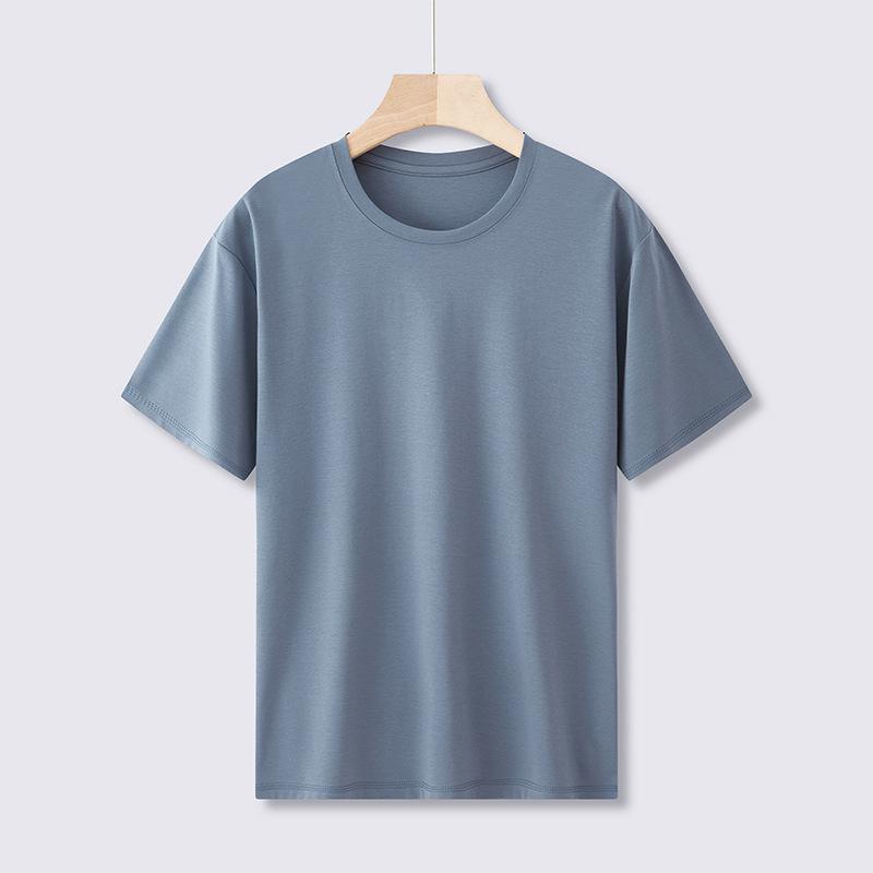Men's Slim Fit White Supima Cotton Short-Sleeve T-Shirt, Round Neck, Lightweight Summer Style
