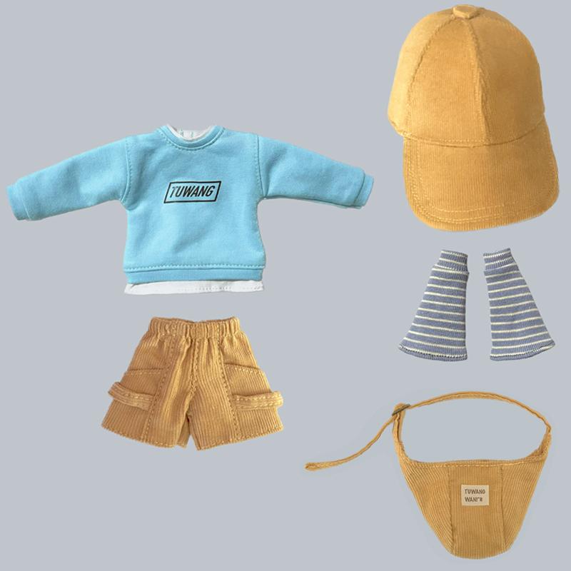 New Arrival Blythe Clothes Fashion Sweater Corduroy Shorts Crossbody Bag Caps Casual Set for Blyth OB24 Pullip 1/6 Doll Outfit