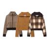 TAOP & ZA women's 2026 new, faux fur effect splicing knitted bomber jacket