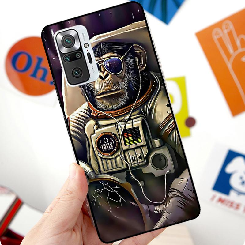 Funny Thinking Monkey With Headphone Case For Xiaomi Redmi Note 12 Pro 11 8 9 10 Pro 9S 10S 11S 12S Redmi 12C 10C 9C 10A Cover