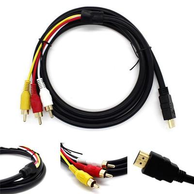 High Speed Electronic Black HDMI Male To 3 RCA Cable Adapter 1080P 5FT Audio Video AV Cord